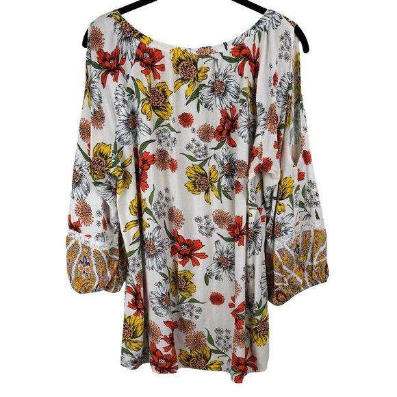 Anthropologie Fig and Flower Floral Blouse Lace Mixed Media Lace Boho Coastal L - Picture 9 of 11